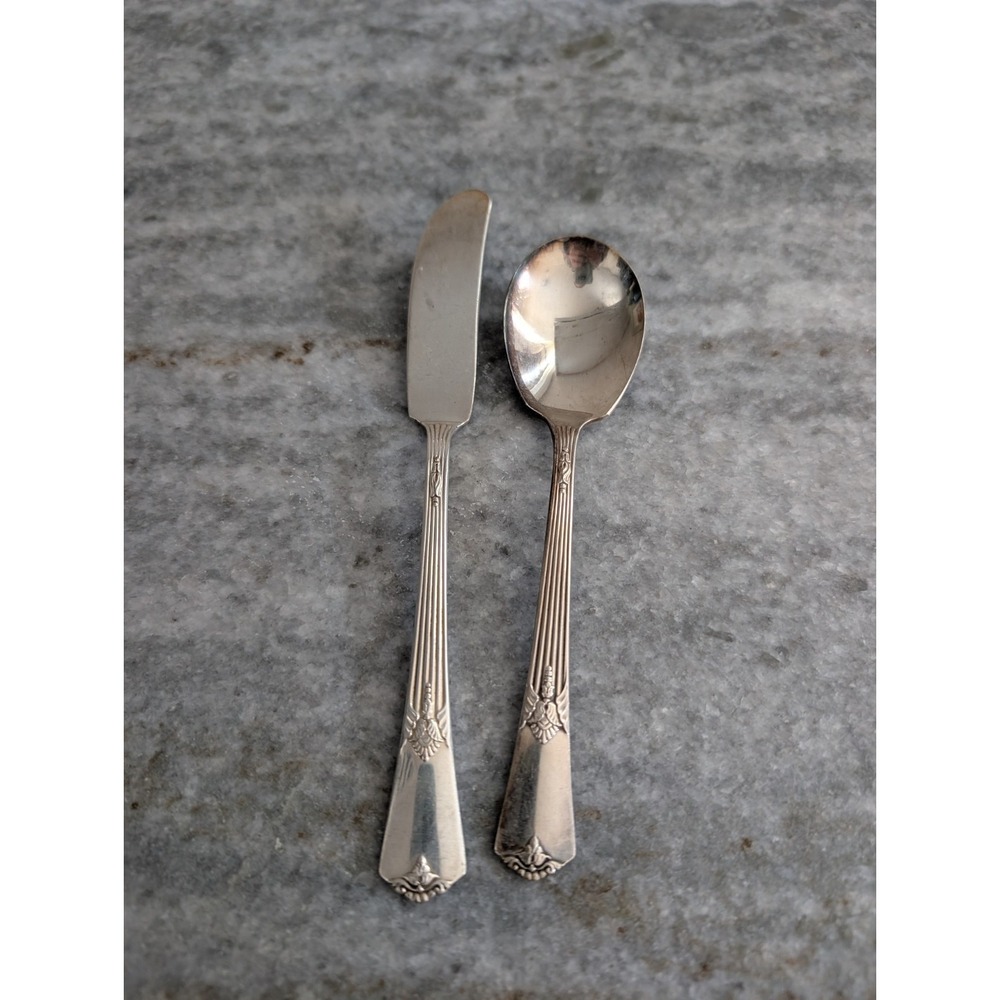 Wm Rogers International Silver Sugar Spoon‎ & Spreader Silver plated